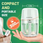 Electric Garlic Chopper, 300ML Portable Cordless Mini Food Processor, Rechargeable Vegetable Chopper Blender for Nuts Chili Onion Minced Meat and Spices BPA-Free(White) - Image 4