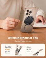 andobil [2025 Ultra-Thin] Magnetic Phone Grip for MagSafe [360° Rotate] Phone Ring Holder & Kickstand, Compatible with MagSafe Accessories iPhone 16 Pro Max/Plus iPhone 15/14/13/12, One-Hand Grip - Image 6