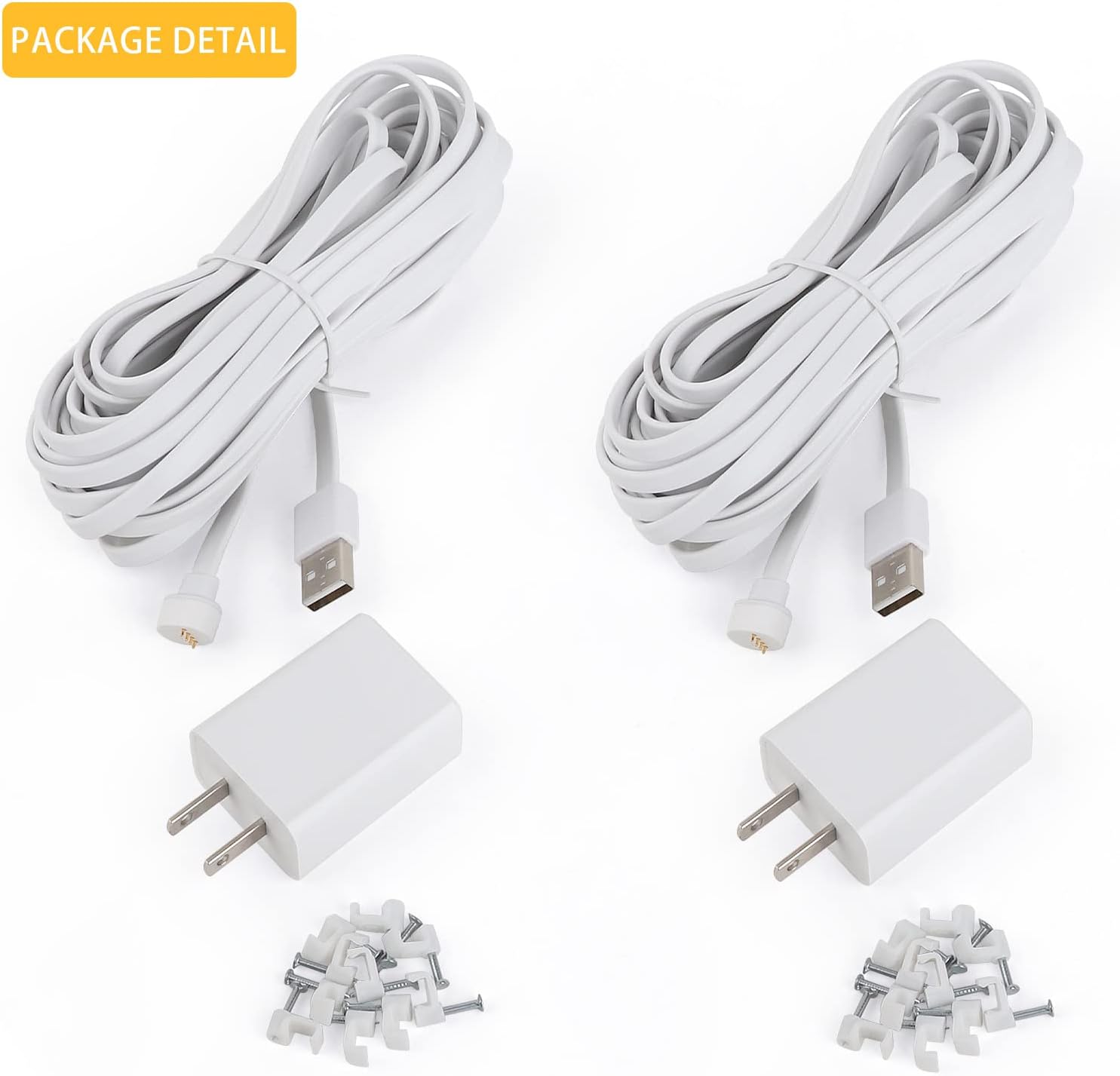iTODOS 2 Pack 25Ft/7.5m Weatherproof Charging Cable for Google Nest Cam Outdoor or Indoor, Battery - Flat Outdoor Power Cord for Nest Camera with USB Power Adapter - Image 8