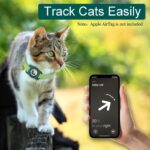 Not Afraid of Water Leather Breakaway Airtag Cat Collar with Bells, for Apple Airtag Cat Tracker, Hidden GPS Tracker Holder for Cats, Kittens, Puppies (Green) - Image 3