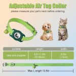 Not Afraid of Water Leather Breakaway Airtag Cat Collar with Bells, for Apple Airtag Cat Tracker, Hidden GPS Tracker Holder for Cats, Kittens, Puppies (Green) - Image 5