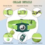 Not Afraid of Water Leather Breakaway Airtag Cat Collar with Bells, for Apple Airtag Cat Tracker, Hidden GPS Tracker Holder for Cats, Kittens, Puppies (Green) - Image 6