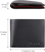 VISOUL Mens Carbon Fiber Leather Bifold Wallet with 2 ID Windows, RFID Blocking Secure Designer Wallets for Men with Two Cash Compartments (Carbon Fiber Black+Burgundy) - Image 5