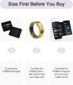 Smart Ring for Women Men- Sleep/Fitness/Stress/Heart Rate Tracker- Menstrual Records - 7 Days Battery Life - Wireless Charging - No APP Subscription - iOS & Android Compatible (Gold, Size 9) - Image 3