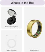 Smart Ring for Women Men- Sleep/Fitness/Stress/Heart Rate Tracker- Menstrual Records - 7 Days Battery Life - Wireless Charging - No APP Subscription - iOS & Android Compatible (Gold, Size 9) - Image 10
