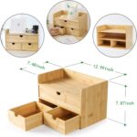 Wisuce Bamboo Desk Organizer, Mini Desktop Drawer Tabletop Storage Organization Box for Office Home Toiletries Supplies Vanity, No Assembly Required (3 Drawer with Shelf) - Image 4