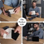 Full Grain Leather Wallet for Men Bifold Wallet RFID Blocking with Extra Capacity 10 Cards Slots with 2 ID Windows - Minimalist Mens Billfold Wallet - Mens Slim Wallet with Gift Box - Black - Image 6