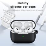 RFUNGUANGO Compatible with airpods pro 2 case (2023/2022/2019), Soft Silicone Protection AirPod Pro Case Cover(USB-C/Lightning Cable) with Cleaner kit&EarTips,Black - Image 3