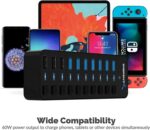 SABRENT 10-Port USB 3.0 Hub, Individual Power Switches and LEDs, 3 Smart Charging Ports, 60W Power Adapter, for PC, Mac, Xbox, PS5, Laptop, Desktop, USB Devices (HB-B7C3) - Image 3