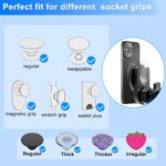 CD Slot Car Grips Phone Holder,CD Slot Phone Holder for Grip/Socket,Car Mount for Pop Socket Compatible with Magsafe Wallet, Black - Image 3