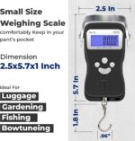 AWS Digital Luggage Scale, Fish Weighing Scale, Hanging Scale 110lb/50kg – Die-Cast Metal Construction, Built-in Tape Measure, Hook & Handle – for Travel, Fishing, Archery, Hunting, Outdoor (Black) - Image 5
