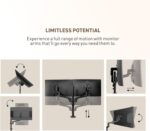 MSI PRO MT81D - Premium Aluminum Dual Monitor Stand Arms, Supports 17-32" & 17.6 lbs per Screen, VESA Compatible, Adjustable Desk Mount, Clamp & Grommet Base, Quick Release Plate - Black - Image 7