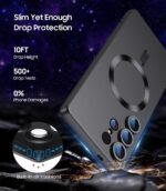 Magnetic for Samsung Galaxy S25 Ultra Case [Compatible with MagSafe][Built-in Camera Lens Protector] Slim Soft Silicone Bumper Shockproof Metallic Luster Phone Shell (Black) - Image 6