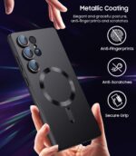 Magnetic for Samsung Galaxy S25 Ultra Case [Compatible with MagSafe][Built-in Camera Lens Protector] Slim Soft Silicone Bumper Shockproof Metallic Luster Phone Shell (Black) - Image 7