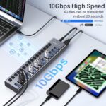 Powered USB 3.1 Hub, ACASIS 16 Ports USB 3.1 Hub with 10Gbps Data Speed，Aluminum Housing, USB Hub Powered with 96W Power Adapter, USB Hub for PC/Laptop, Computer, Flash Drive, Printer, Camera - Image 4