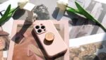 Cute Natural Abalone Shell Round Design Foldable Phone Handle, Phone Accessory for Smartphones or Tablets (Adhesive, Pink Abalone Shell) - Image 4