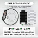 Compatible With Apple Watch Band and Case Iwatch Ultra 10 9 8 7 6 5 4 3 2 1 SE 49mm 45mm 46mm 44mm 42mm 41mm 40mm 38mm Series,Men Women Classic Classy Stainless Steel Metal Business - Image 3