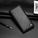 BISON DENIM RFID Bifold Wallets Slim Credit Card Wallet Real Leather Mens Long Wallet with Zipper Coin Pocket - Image 5