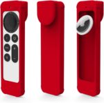 IFCASE Silicone Shockproof Case for Apple TV 4K 2021/2022 Siri Remote Compatible with AirTag, Wall Mount (Red) - Image 5