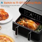 11-QT Large Air Fryer - 8 in 1 XL Airfryer with Basket Divider, For Air Fry, Roast, Broil, Bake, Reheat, Dehydrate, Keep Warm, and French Fries, Dishwasher Safe, Black - Image 3