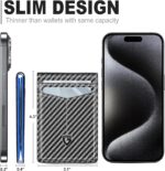 GSOIAX Slim Wallet for Men Leather Carbon Fiber RFID Blocking Minimalist Front Pocket Bifold mens Wallet with ID Window,12 Credit Card Holders with Gift Box (Carbon Blue) - Image 3