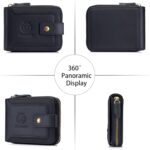 Genuine Leather Zipper Wallet for Men RFID Blocking Large Capacity Classic Wallet with Coin Pocket ID Window, Black - Image 3