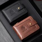 Genuine Leather Zipper Wallet for Men RFID Blocking Large Capacity Classic Wallet with Coin Pocket ID Window, Black - Image 7