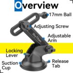 SkyTian for Garmin GPS Car Mount Replacement Sticky Suction Cup 17mm Ball Mount Long Arm Windshield Holder fit Garmin Nuvi Drive Dezl RV GPS, Black - Image 10