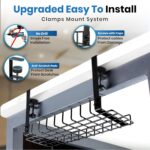 Under Desk Cable Management Tray, 16” No Drill Cord Organizer with Clamps for Wire Management, 4mm Sturdy Wire Desk Cable Organizer Tray, Cable Management Rack for Home & Office (Pack of 2) - Image 3
