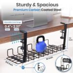 Under Desk Cable Management Tray, 16” No Drill Cord Organizer with Clamps for Wire Management, 4mm Sturdy Wire Desk Cable Organizer Tray, Cable Management Rack for Home & Office (Pack of 2) - Image 4