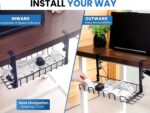 Under Desk Cable Management Tray, 16” No Drill Cord Organizer with Clamps for Wire Management, 4mm Sturdy Wire Desk Cable Organizer Tray, Cable Management Rack for Home & Office (Pack of 2) - Image 5