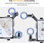 MagSafe Phone Mount for Model 3/Y/S/X/Cybertruck - Magnetic Car Phone Holder with N52 Magnet 360° Rotatable Alloy Stand Silicone Pad Screen Safe & Universal Fit (Sky Grey - Image 6