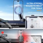 MagSafe Phone Mount for Model 3/Y/S/X/Cybertruck - Magnetic Car Phone Holder with N52 Magnet 360° Rotatable Alloy Stand Silicone Pad Screen Safe & Universal Fit (Sky Grey - Image 7