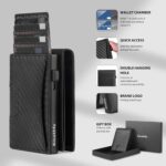Wallets for Men,Slim Detachable Dual use Leather Slots Credit Card Holder, RFID Blocking Smart Pop Up Card Wallet,Mans Wallet Blocking Bifold Front Pocket with Gift Box - Image 3