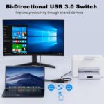 USB 3.0 Switch Selector - Bi-Directional 1 in 2 Out/ 2 in 1 Out, Share USB Devices Between 2 Computers for Printer, Keyboard, Scanner, Mouse - Compatible with Mac/Win/Linux - Image 4
