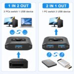 USB 3.0 Switch Selector - Bi-Directional 1 in 2 Out/ 2 in 1 Out, Share USB Devices Between 2 Computers for Printer, Keyboard, Scanner, Mouse - Compatible with Mac/Win/Linux - Image 5