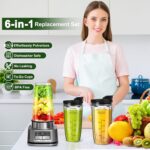 Blender Cups Replacement for Ninja, 24oz & 32oz Ninja Blender Cups with To-Go Lids Compatible with Ninja BN401, BL456, BL480, BL2012, BL2013, BL4501, BN751, BN801, SS101, SS151 (2 Pack) - Image 6