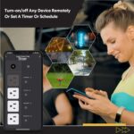 Smart Heavy Duty Outdoor Power Strip WiFi Plug Water-Resistant Socket, Electrical Power Extension Cord, Outlet Switch and Timer Works Remotely with Alexa, G Assistant (4 Sockets) Black - Image 3