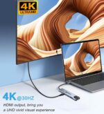USB C Hub Ethernet HDMI Adapter, 8 in 1 Laptop Docking Station with 4K HDMI, RJ45 Ethernet, SD/TF Card Reader, USB 3.0/2.0, PD 100W, LAN USB C Dongle for MacBook Pro/Air, iPad Pro, XPS, etc - Image 4