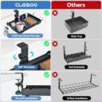 KDD Under Desk Organizer - 360° Rotating Clamp-On Tray with Headphone Hook, Phone & Tablet Holder, Cup Holder, and Cable Management - No Drilling Desk Storage Accessories for Office and Home - Image 6
