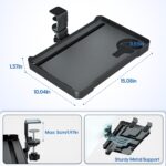 KDD Under Desk Organizer - 360° Rotating Clamp-On Tray with Headphone Hook, Phone & Tablet Holder, Cup Holder, and Cable Management - No Drilling Desk Storage Accessories for Office and Home - Image 8