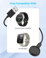 MoKo Magnetic Charger Compatible with Amazfit Active 2/Bip 6, Portable Charger Dock with 3.3ft/1m Separate USB Charging Cable, Black - Image 3