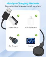 MoKo Magnetic Charger Compatible with Amazfit Active 2/Bip 6, Portable Charger Dock with 3.3ft/1m Separate USB Charging Cable, Black - Image 5
