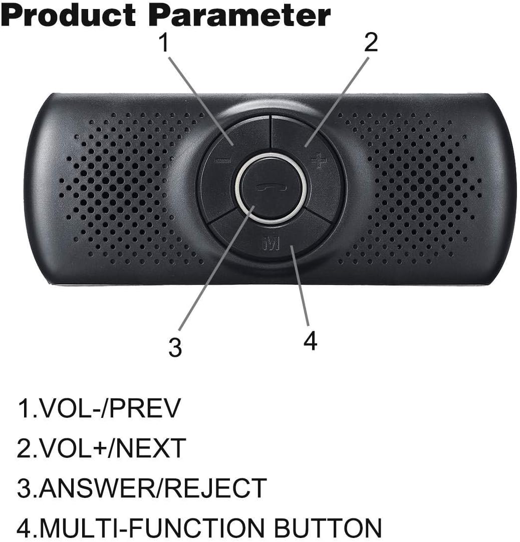 Wireless Bluetooth Car Kit, Handsfree Speakerphone Multipoint Sun Visor Speaker, Support Siri Google Assistant TF Card, Car Speaker for Safe Driving - Image 4