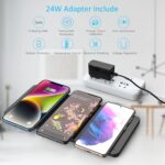 Wireless Charging Pad, ZealSound Ultra-Slim Triple Charger Station for Multiple 3 Devices & New Airpods Ultra Slim PU Leather Wireless Charging Mat W/AC Adapter for Smartphone Phone (Black) - Image 4