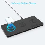 Wireless Charging Pad, ZealSound Ultra-Slim Triple Charger Station for Multiple 3 Devices & New Airpods Ultra Slim PU Leather Wireless Charging Mat W/AC Adapter for Smartphone Phone (Black) - Image 5