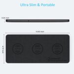 Wireless Charging Pad, ZealSound Ultra-Slim Triple Charger Station for Multiple 3 Devices & New Airpods Ultra Slim PU Leather Wireless Charging Mat W/AC Adapter for Smartphone Phone (Black) - Image 7