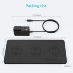 Wireless Charging Pad, ZealSound Ultra-Slim Triple Charger Station for Multiple 3 Devices & New Airpods Ultra Slim PU Leather Wireless Charging Mat W/AC Adapter for Smartphone Phone (Black) - Image 8