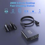 Aftertop 250W USB C Charger, 8-Ports PD3.1 140W Fast Charging Station, Compact Laptop GaN Charger for MacBook, iPad, iPhone 16 15 Pro Max, Galaxy S24/S23 Ultra, Pixel and More - Image 3