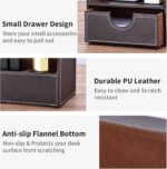KINGFOM Pu Leather Desk Organizer Pen Pencil Holder Office Supplies Caddy Storage Box 6 Compartments with Drawer Brown - Image 4
